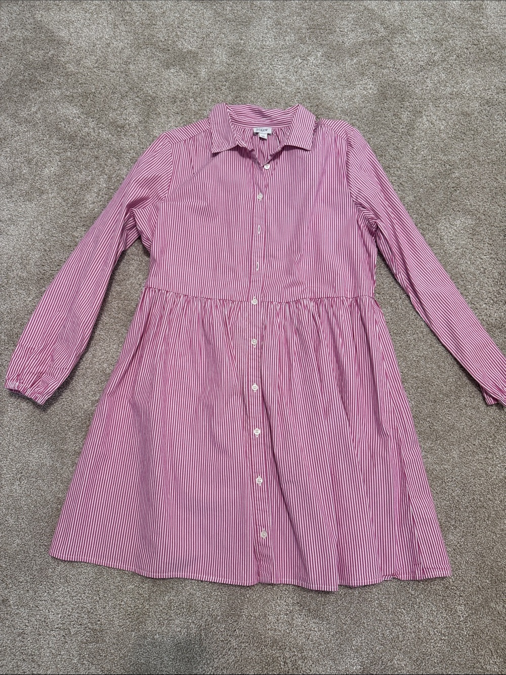 J. Crew Factory Pink & White Striped Button-Down Mini Dress